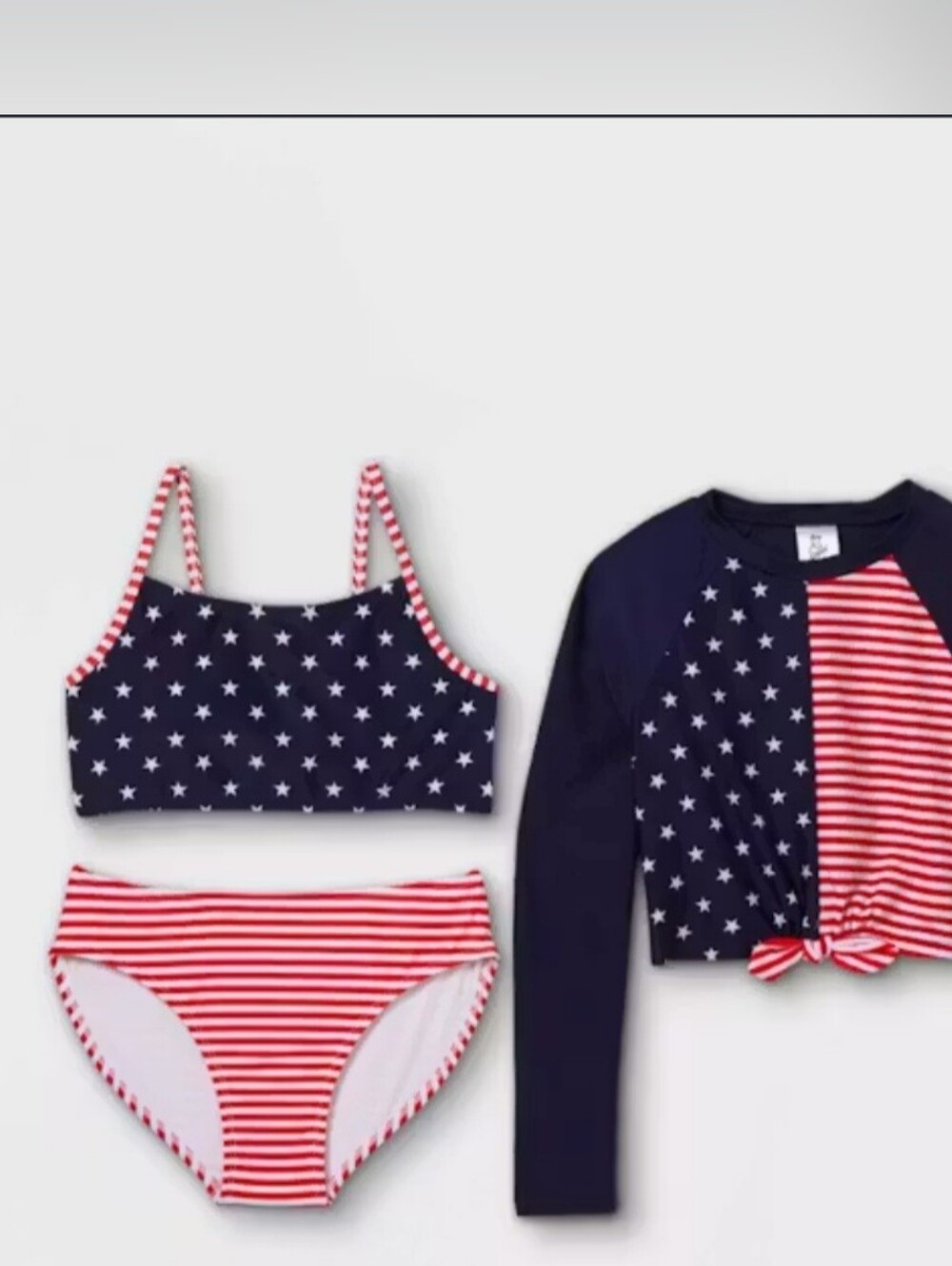 American flag swim suit top set